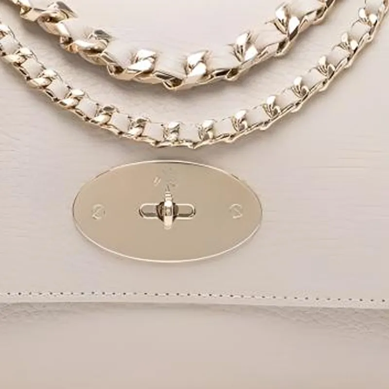 Mulberry Lily Leather Handbag Shoulder Bag Women's Beige-3