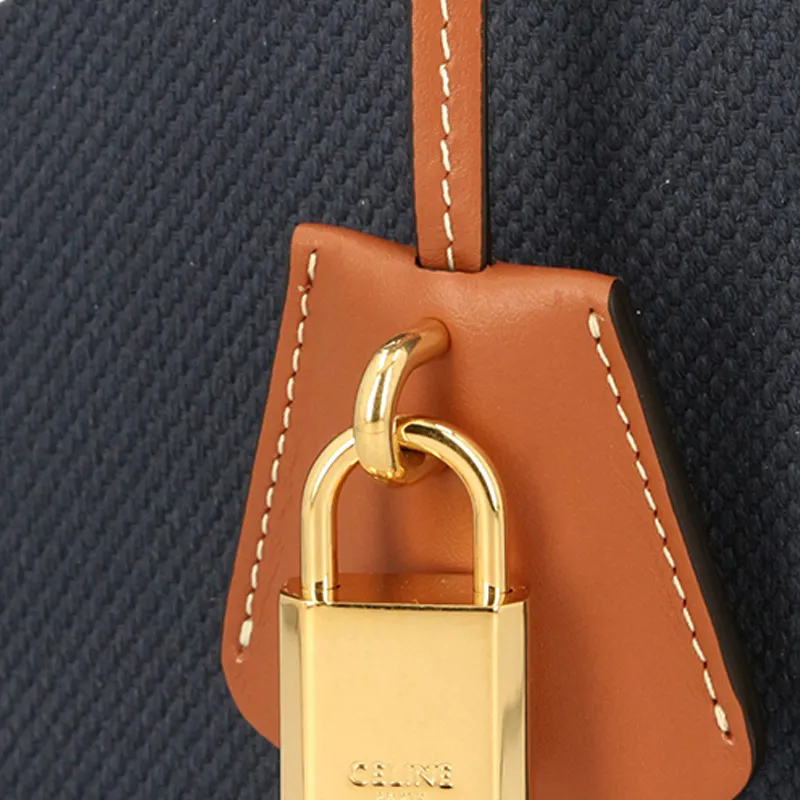 CELINE Cow Leather Shoulder Bag, Crossbody Bag, Handbag Large Size Unisex Navy Blue-4