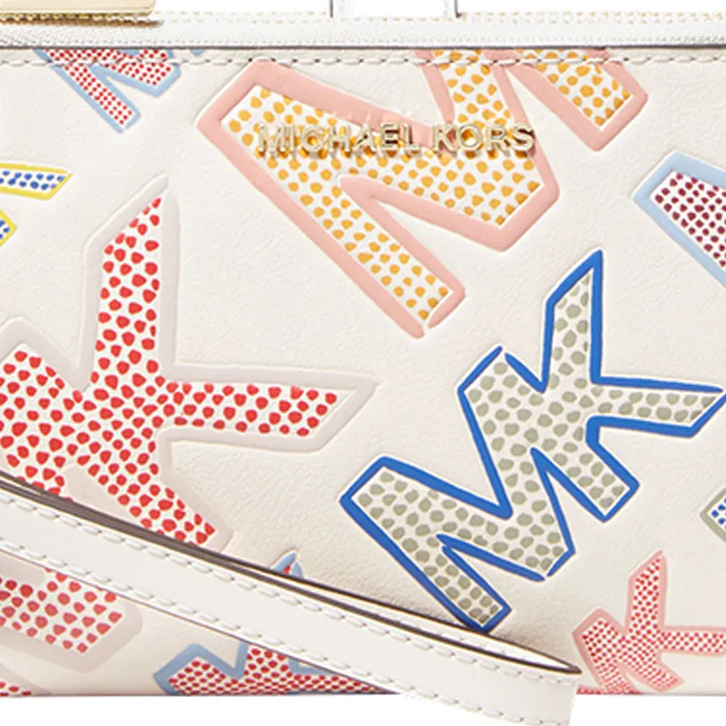MICHAEL KORS MICHAEL KORS Handbag Collection Jet Set Cow Leather Clutch Women's Cream & Red Multicolor-2
