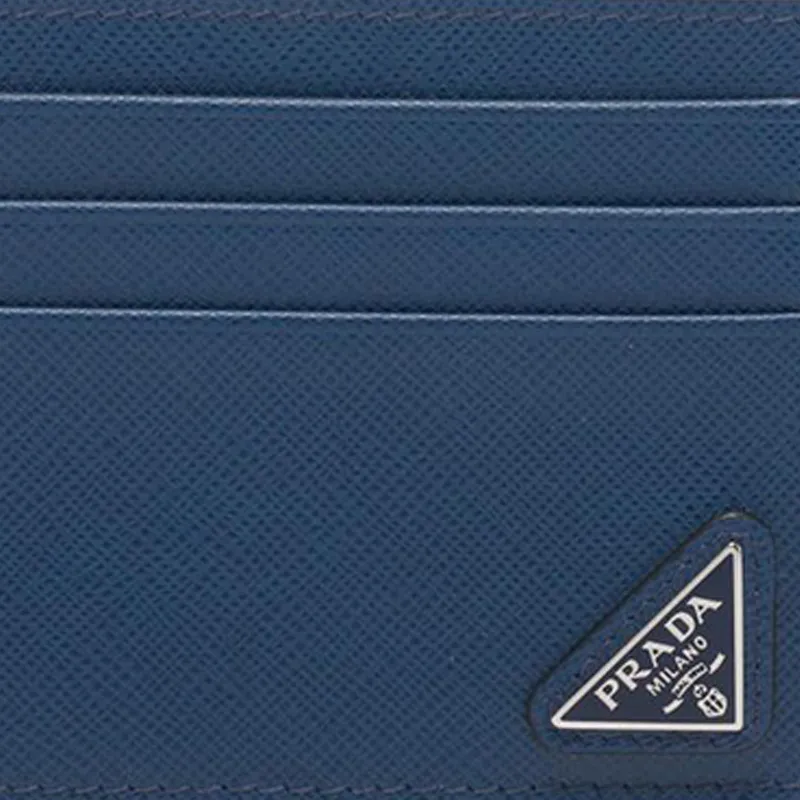 PRADA Saffiano Leather Card Holder Men's Blue-3