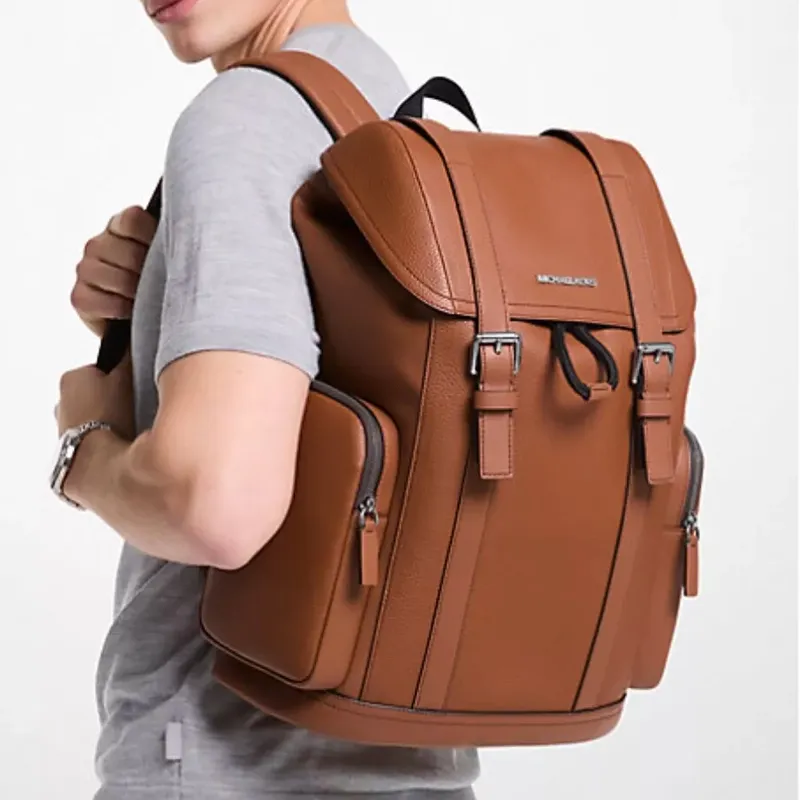 MICHAEL KORS COOPER Cow Leather With Artificial Leather Backpack Men's Brown-4