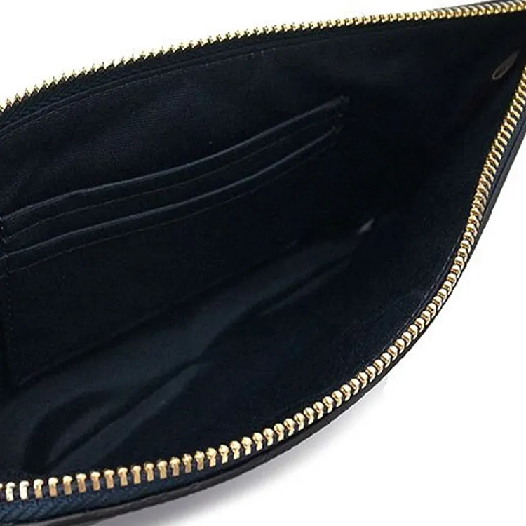 COACH Corner Zip Cross Grain Leather Wrist Bag Wallet Clutch Small Size Women's Peacock Blue-4