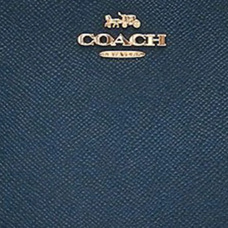 COACH Corner Zip Cross Grain Leather Wrist Bag Wallet Clutch Small Size Women's Peacock Blue-3