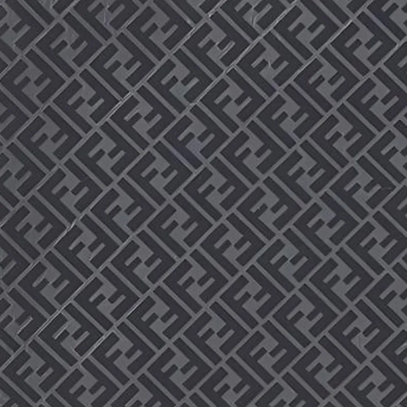 FENDI Calfskin Card Holder Wallet Men's Gray & Black-4