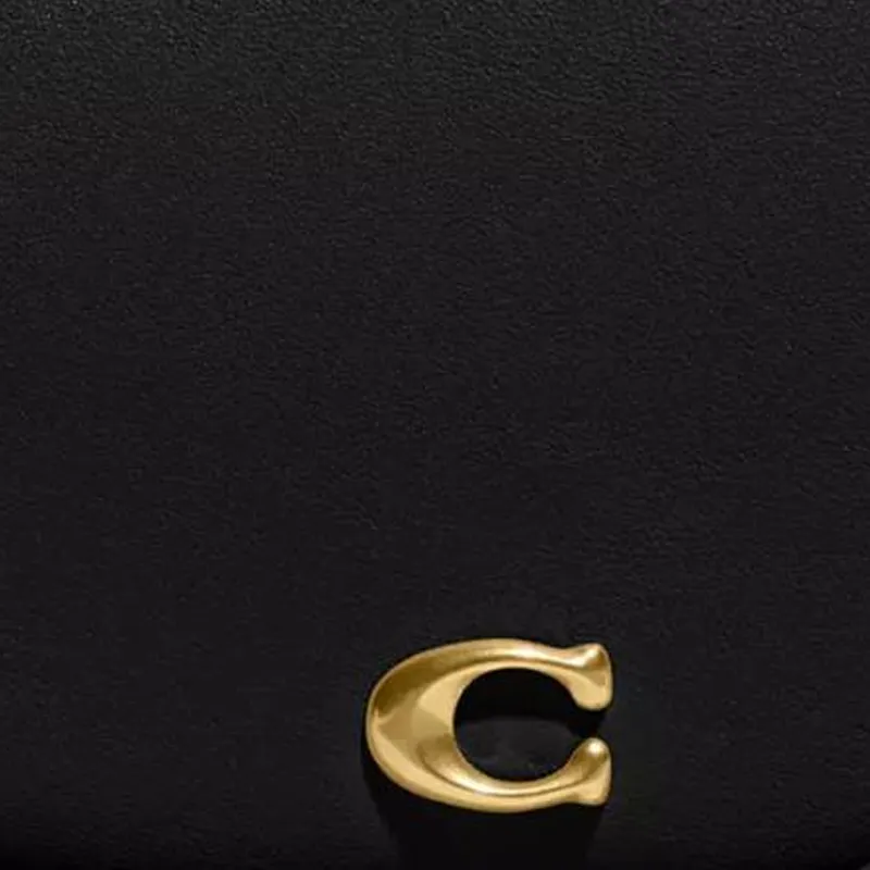 COACH Kisslock Leather Coin Purse Small Size Women's Black-3