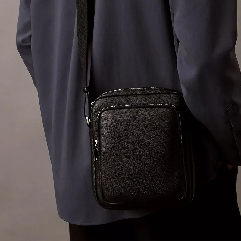 CALVIN KLEIN Polyurethane Reporter Bag Shoulder Bag Crossbody Bag Micro Men's Black-4