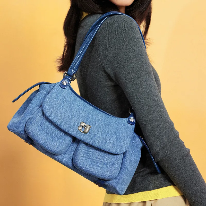 KUNOGIGI Fabric Shoulder Bag, Handbag, Shoulder Bag Women's Denim-3
