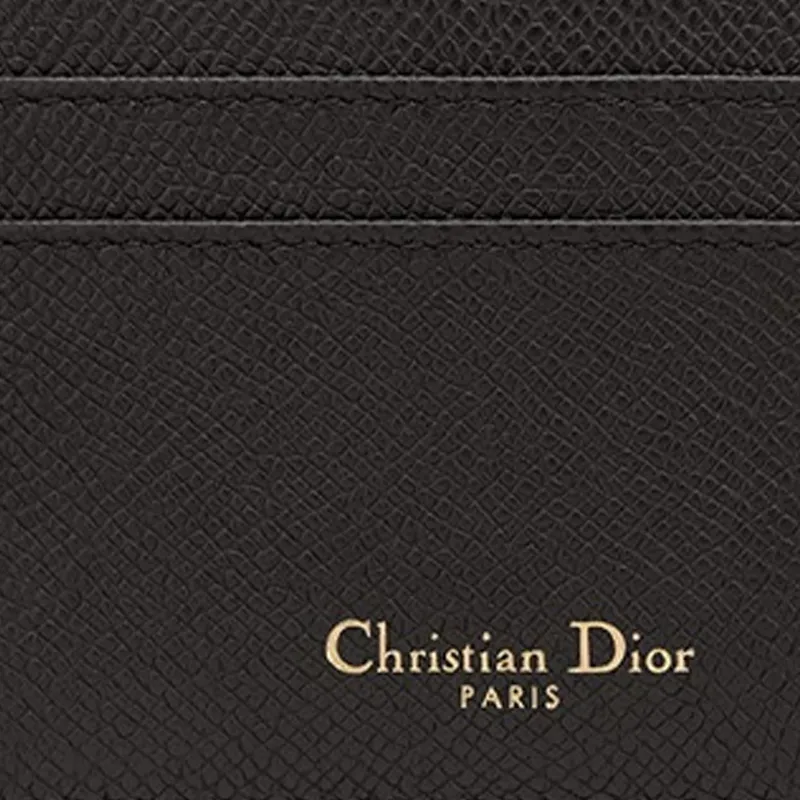 DIOR Grain Cow Leather Card Holder Card Holder Unisex Black-3