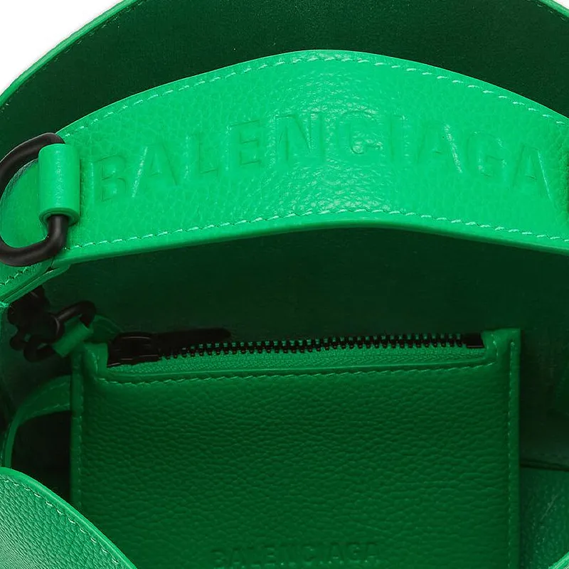Balenciaga Downtown Grained Calfskin Shoulder Tote Bag, Handbag Extra Small Women's Bright Green-4