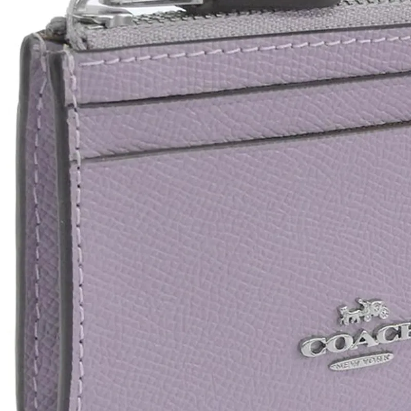 COACH Skinny Id Case Cross Grain Cow Leather Document Bag, Coin Purse, Card Holder Mini Women's Purple-4