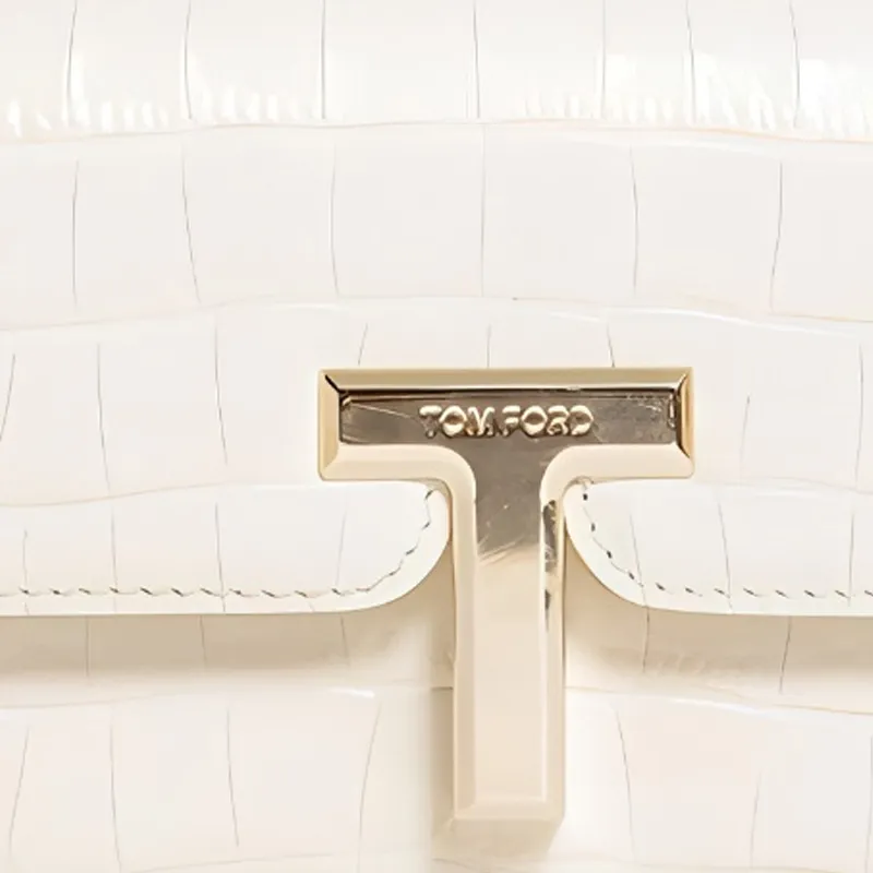 TF Cow Leather Shoulder Bag Women's White-3