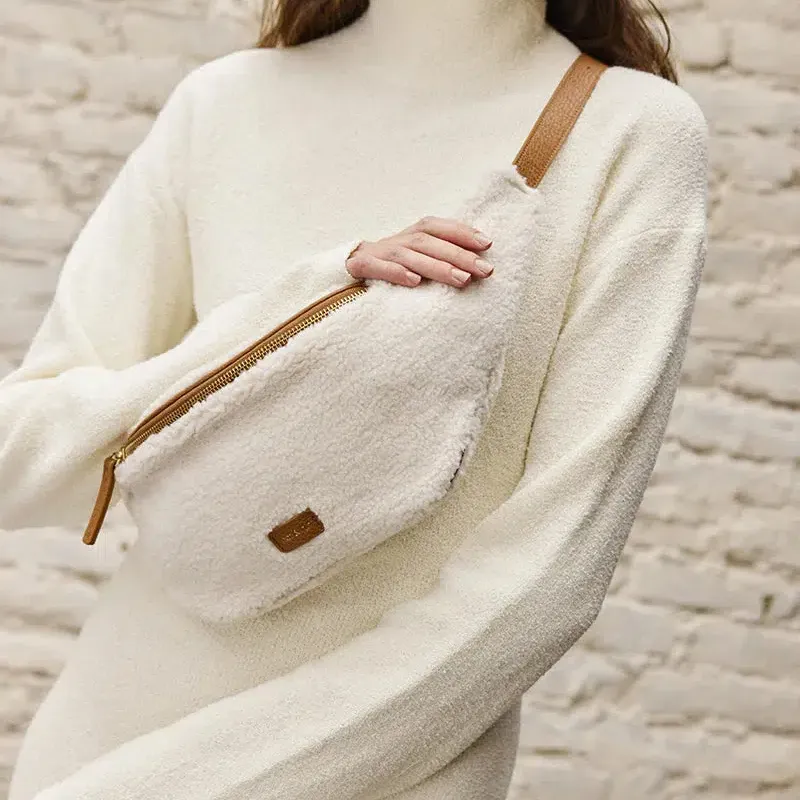 Nat & Nin Recycled Polyester Fanny Pack Women's White & Brown-4