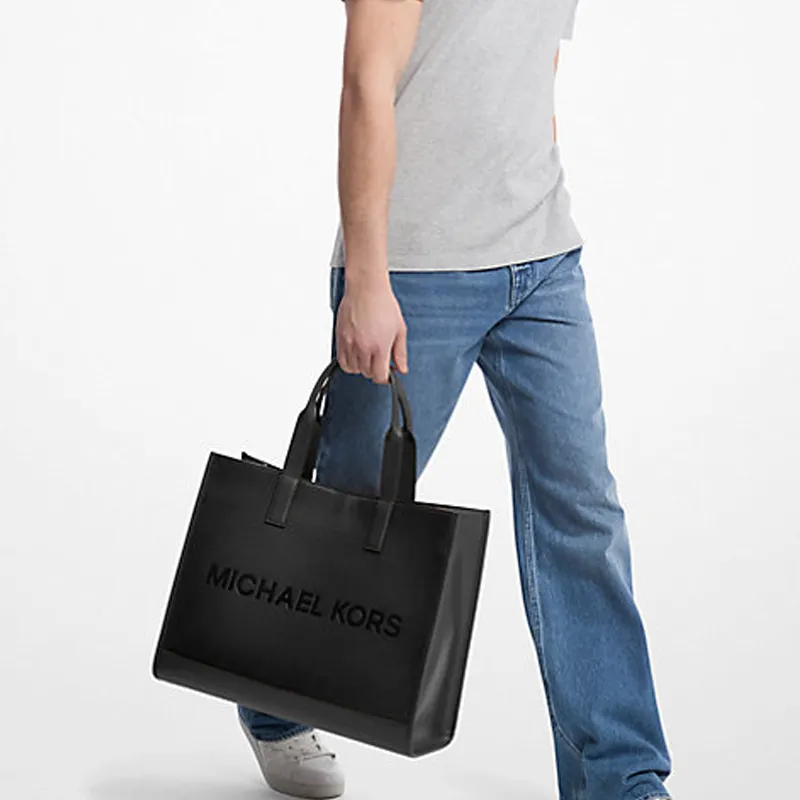 MICHAEL KORS MK Cooper Pebbled Leather Handbag Men's Black-4