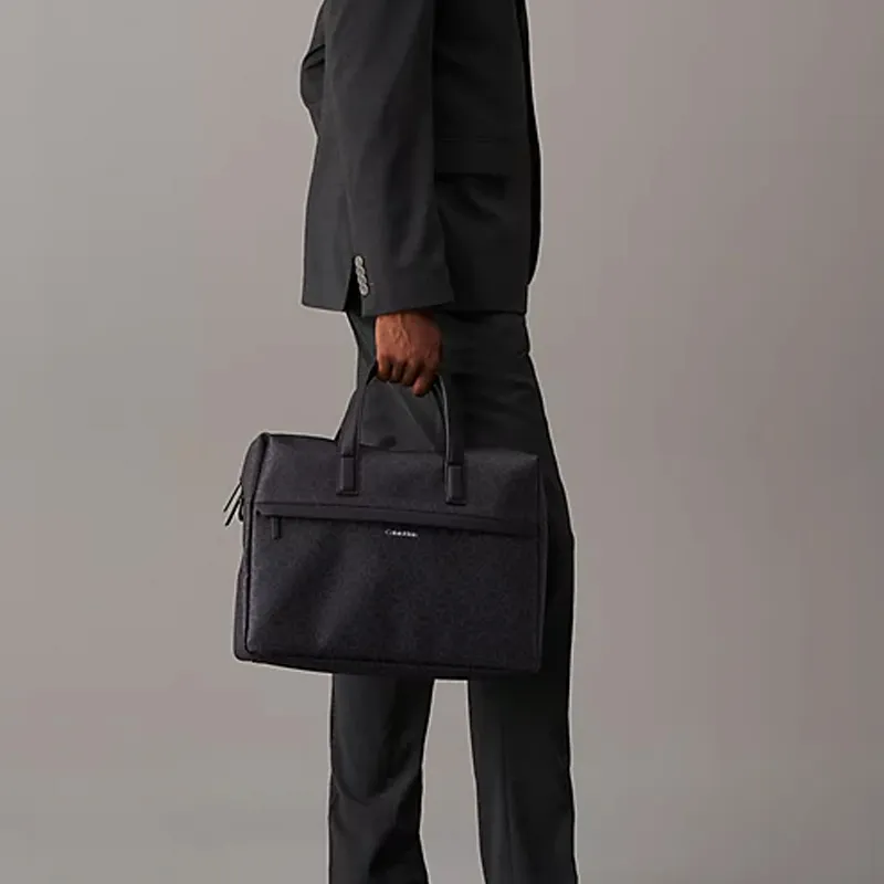 CALVIN KLEIN Artificial Leather Laptop Bag, Shoulder Bag, Crossbody Bag, Handbag Men's Black-4