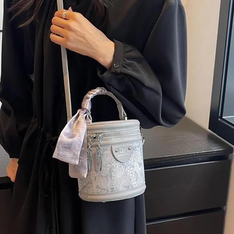 NOMK PU Shoulder Bag Crossbody Bag Handbag Bucket Bag Regular Women's Black/Gray/Pink-10