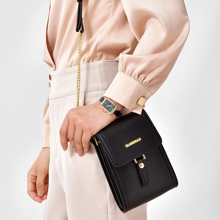 Versman PU Shoulder Bag Commute Crossbody Bag Handbag Small Size Women's Classic Black Ecru-4
