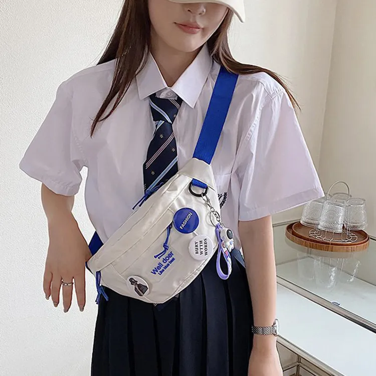 KAKAXI Nylon Sling Bag Shoulder Bag Crossbody Bag Fanny Pack Unisex White/Blue/Black-3