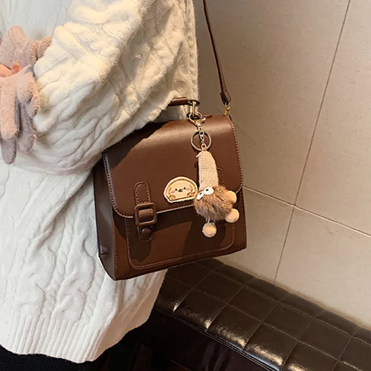 PINK·LAND PU Messenger Bag, Handbag, Crossbody Bag, Backpack Women's Ecru/Light Brown/Black-1