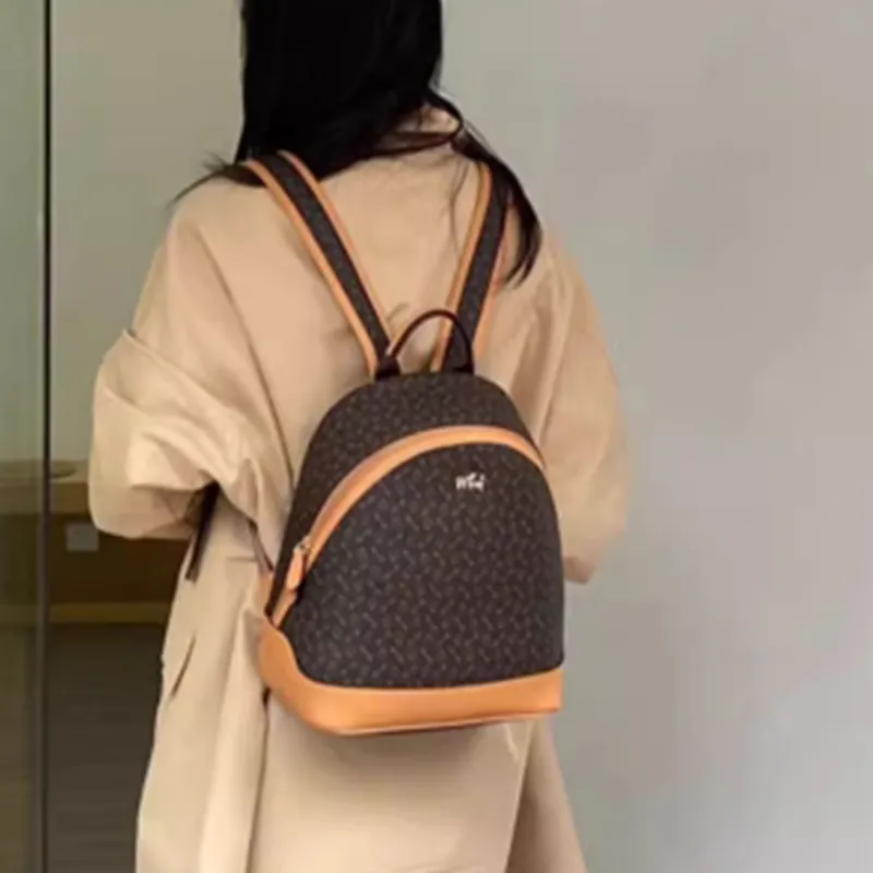 Why Artificial Leather Backpack Large Size Women's Coffee/Apricot-7