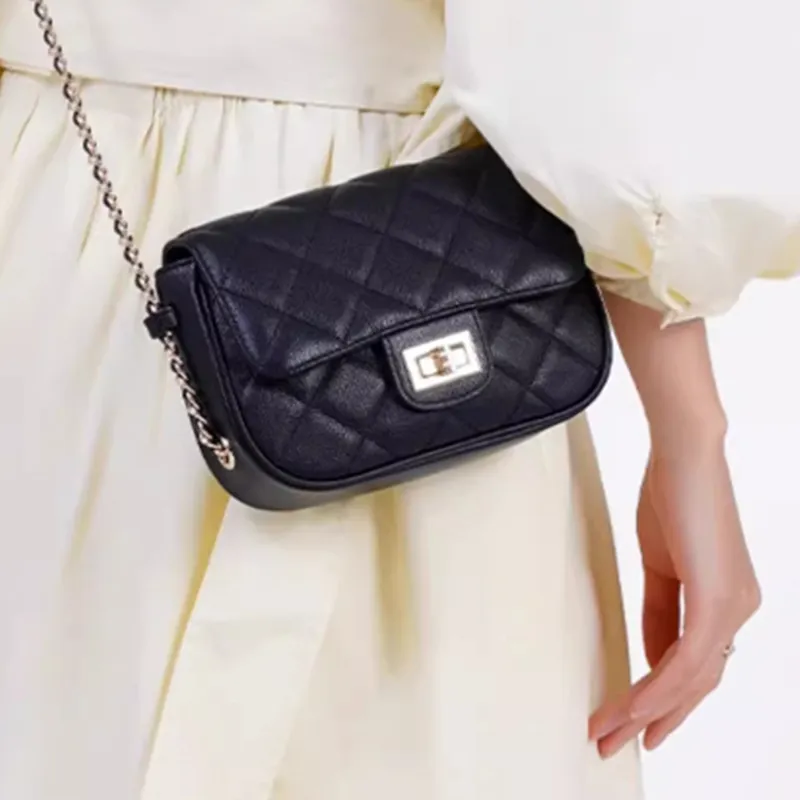 Why Cow Leather Shoulder Bag, Crossbody Bag Small Size Women's Black/Gray-10