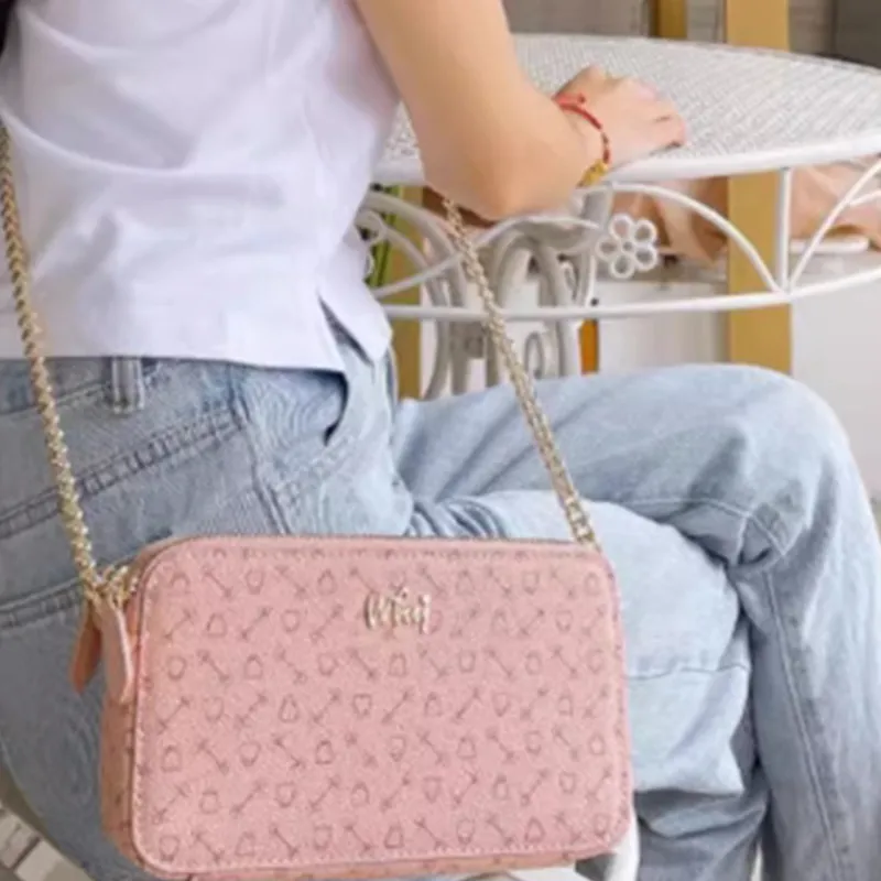 Why PVC Chain Bag, Crossbody Bag, Shoulder Bag Mini Women's Milk White/Pink/Coffee-11