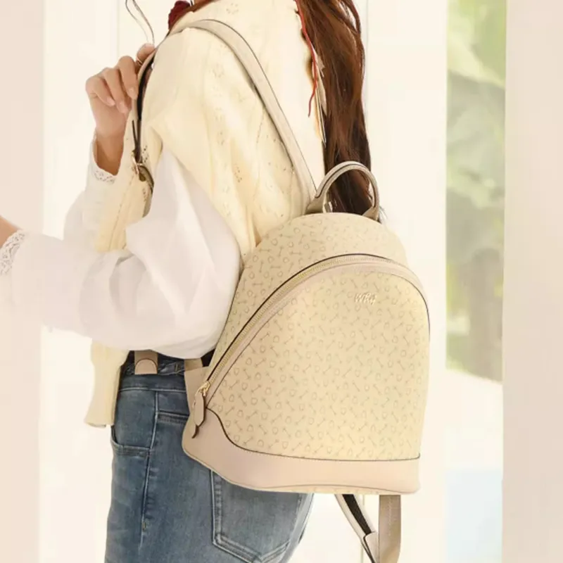 Why Artificial Leather Backpack Large Size Women's Coffee/Apricot-12