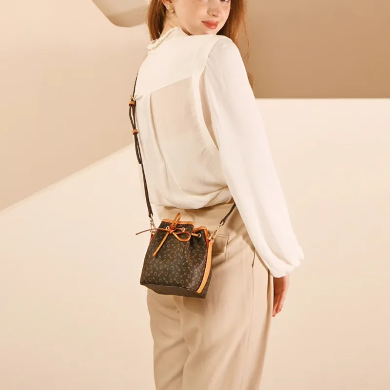 Why Artificial Leather Shoulder Bag Small Size Women's Apricot/Coffee/Coffee & Red-13