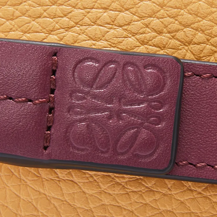 LOEWE Grained Calfskin Wallet Women's Cookie & Deep Red & Paper Color-4