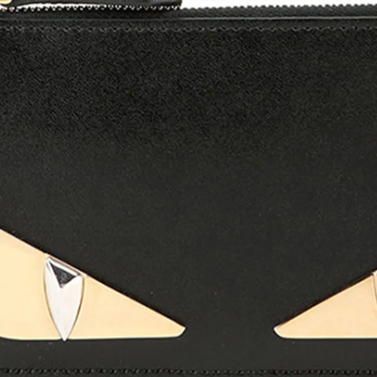 FENDI Cow Leather Handbag Coin Purse Women's Black-4