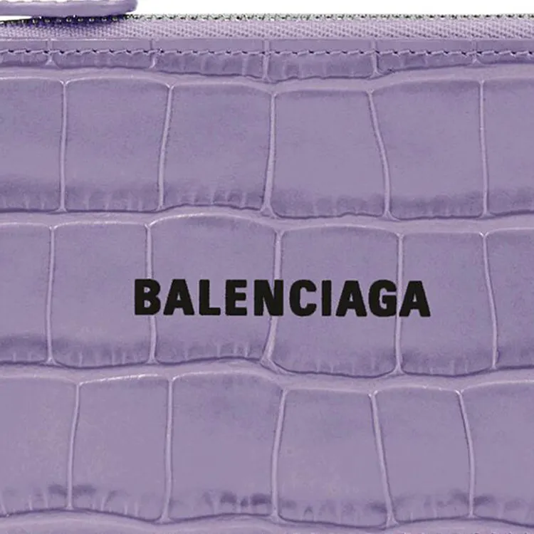 Balenciaga Cash Cow Leather Coin Purse Card Clip Card Holder Large Size Women's Purple Lilac-2