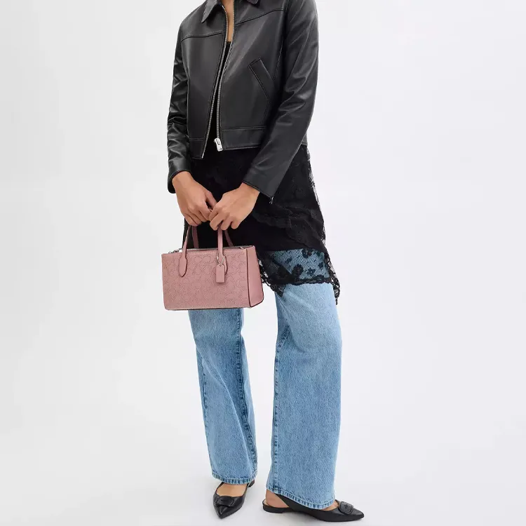 COACH Litchi Grain Leather Shoulder Bag Crossbody Bag Handbag Small Size Women's Pink-4