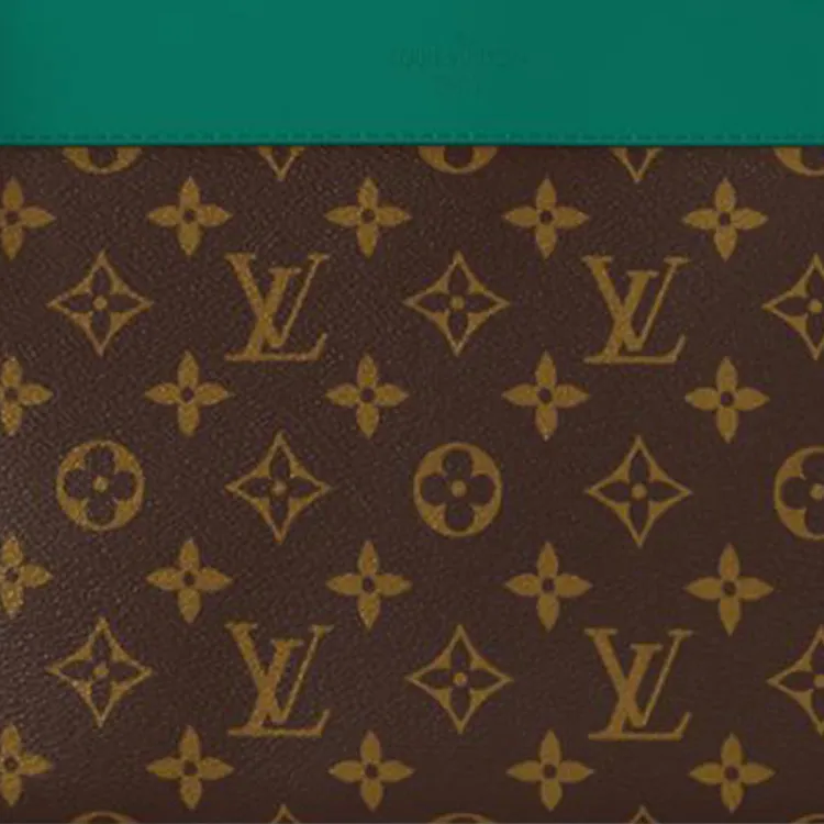 LOUIS VUITTON Pochette Voyage Coated Canvas Clutch Men's Brown & Green-4