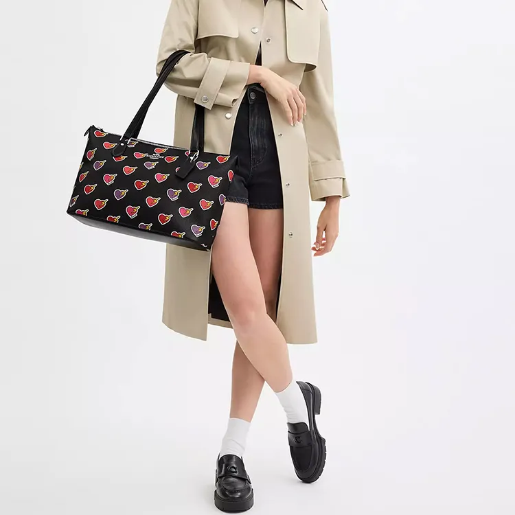 COACH Gallery Coated Canvas Tote Bag Shopping Bag Shoulder Bag Handbag Large Size Women's Black-7