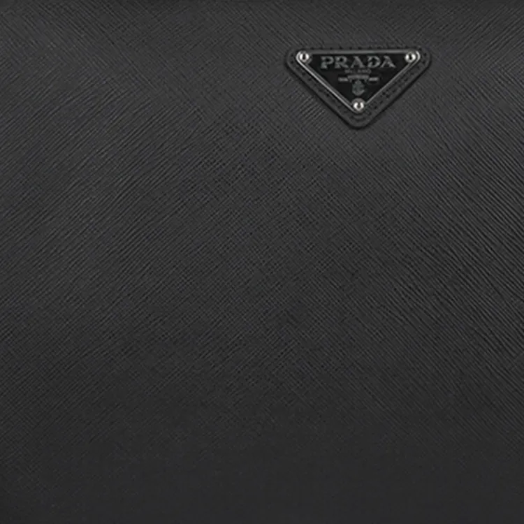 PRADA Cow Leather Wrist Bag Clutch Men's Black-3