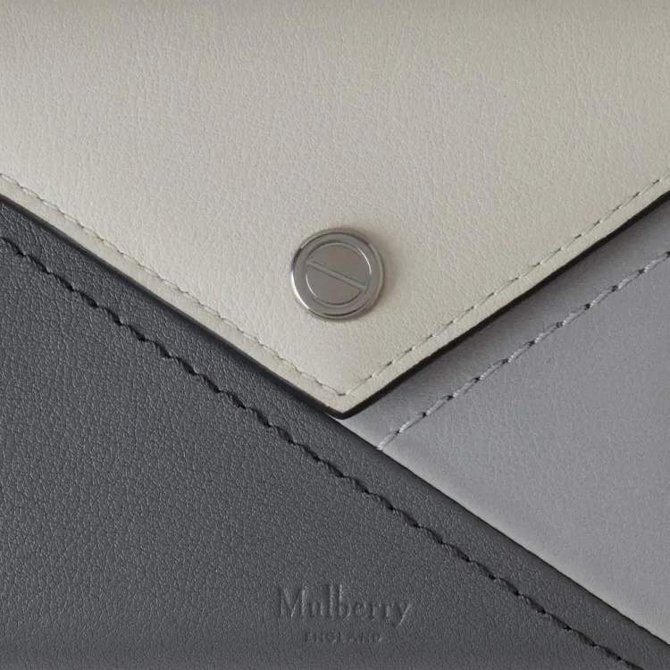 Mulberry Calfskin Wallet Medium Size Women's Charcoal Gray-2