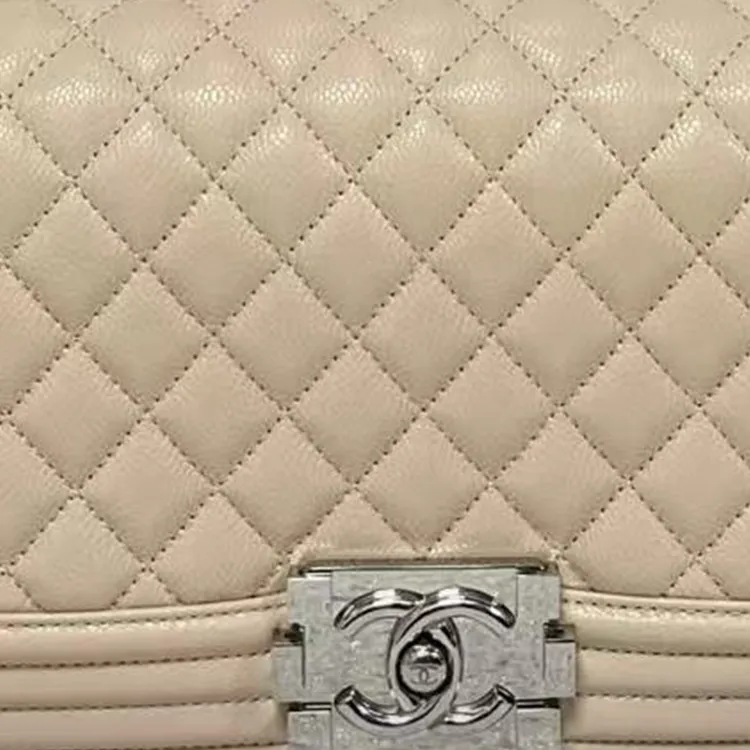 CHANEL Leather Crossbody Bag, Shoulder Bag Women's Beige-1