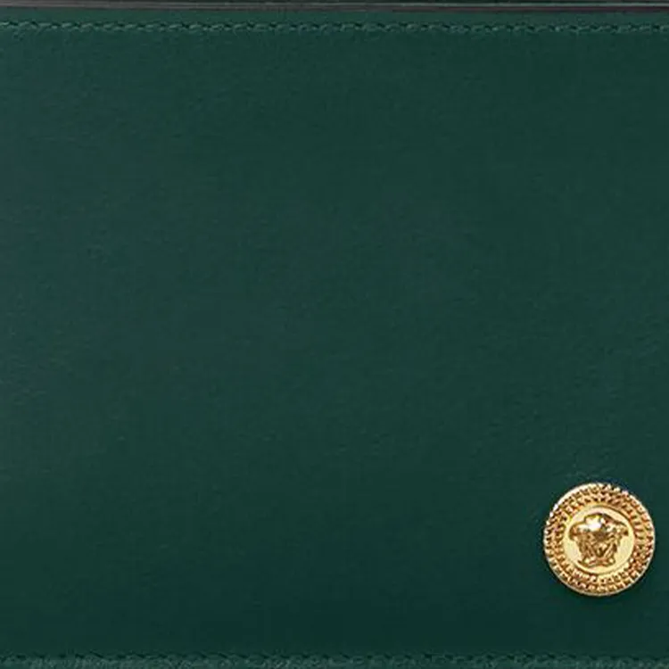 VERSACE Cow Leather Wallet Men's Green-2