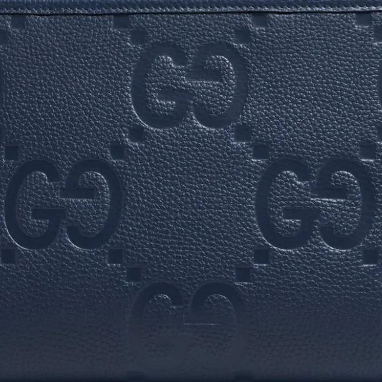 GUCCI Leather Clutch Large Size Men's Blue-2