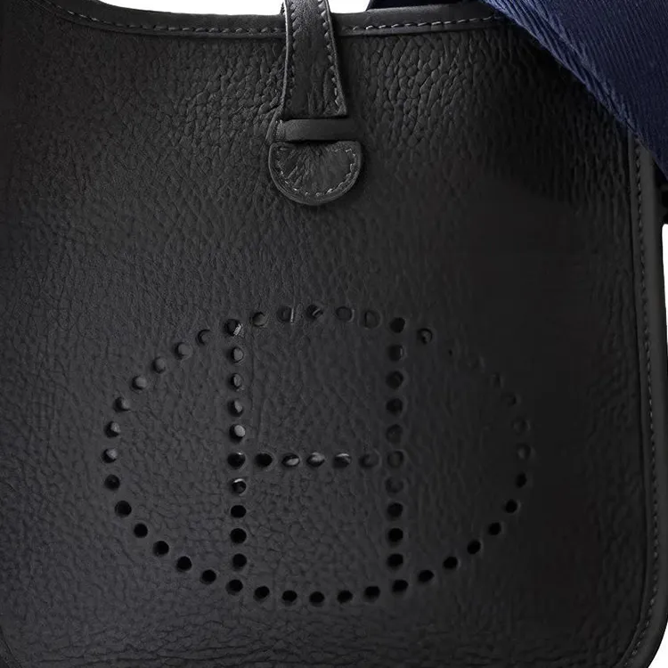 HERMES Evelyne Clemence Leather Shoulder Bag Crossbody Bag Women's Black Velvet & Navy Blue & Dark Blue-1