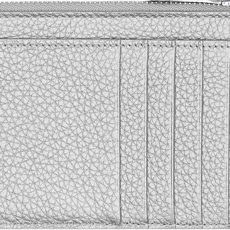 Balenciaga Cash Grained Calfskin Card Holder Wallet Large Size Women's Silver-3