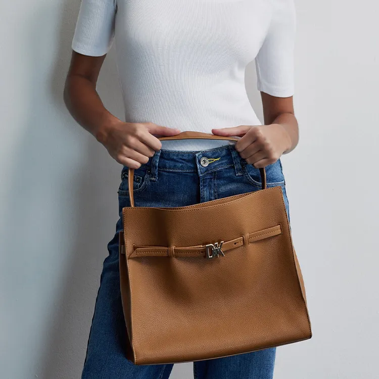 DKNY Leather Handbag Shoulder Bag Regular Women's Brown-3