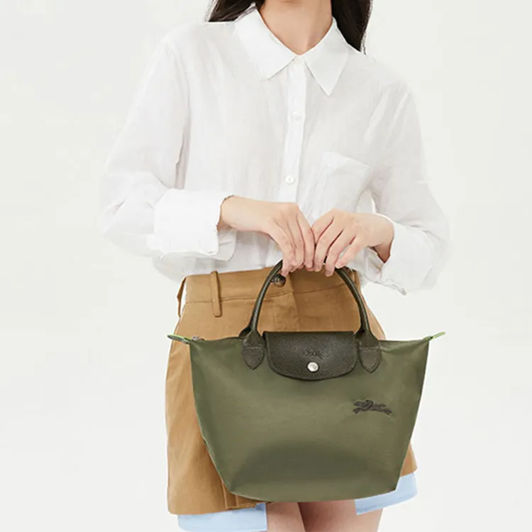 LONGCHAMP Le Pliage Green Canvas Dumpling Bag, Canvas Bag, Handbag Small Size Women's Forest Green-11