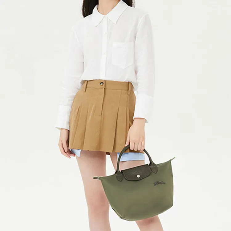 LONGCHAMP Le Pliage Green Canvas Dumpling Bag, Canvas Bag, Handbag Small Size Women's Forest Green-12