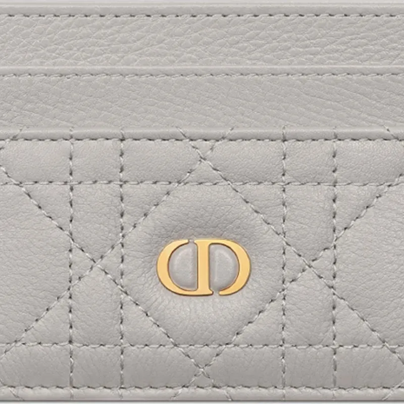 DIOR Caro Cow Leather Card Holder Card Holder Women's Gray-2