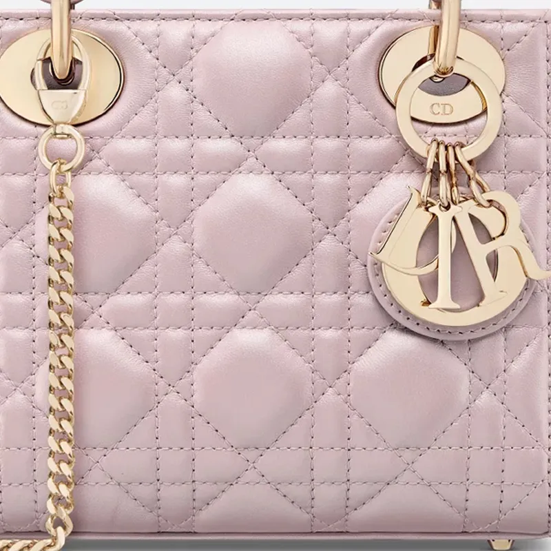 DIOR Lady Dior Sheepskin Lady Dior Bag Handbag Mini Women's Lotus Pink-5
