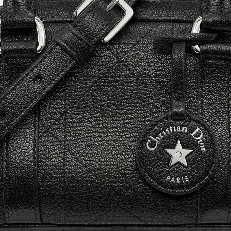 DIOR D Vibe East West Cotton With Cow Leather Handbag Micro Women's Black-5