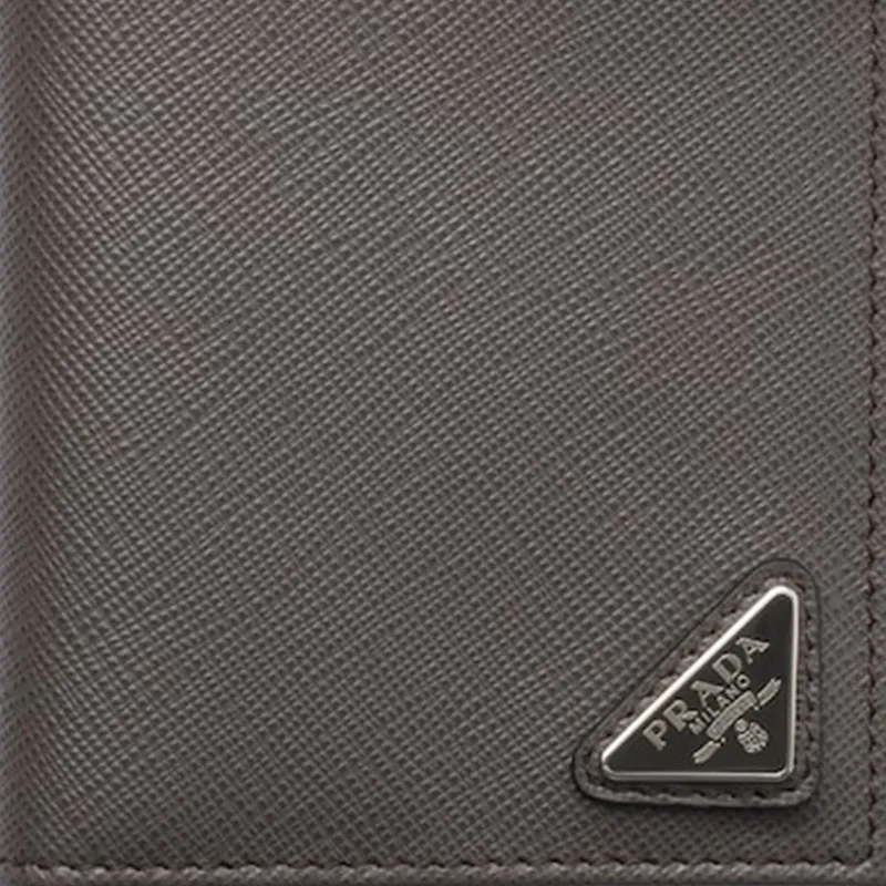 PRADA Saffiano Cow Leather Wallet Men's Smoke Gray-4