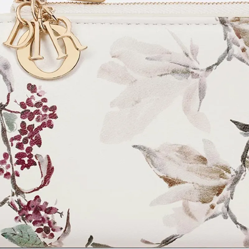 DIOR Lady Dior Sheepskin Wallet Women's White-3