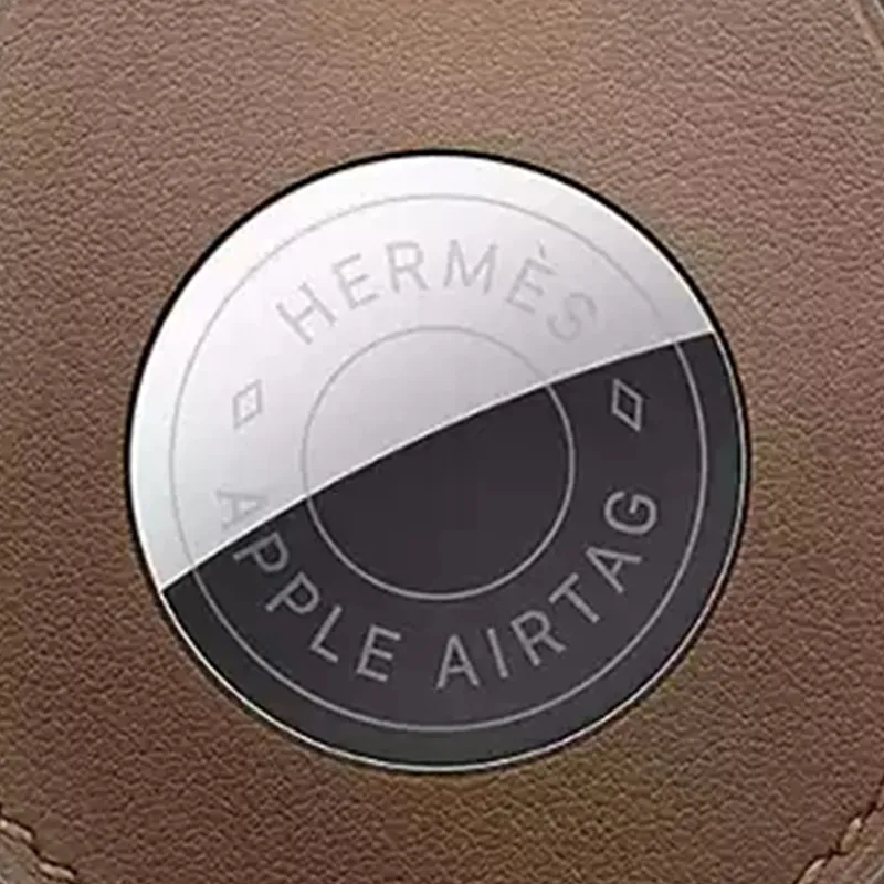 HERMES Apple AirTag Swift Leather Bag Accessory Unisex Weimar Beige & Copper-3