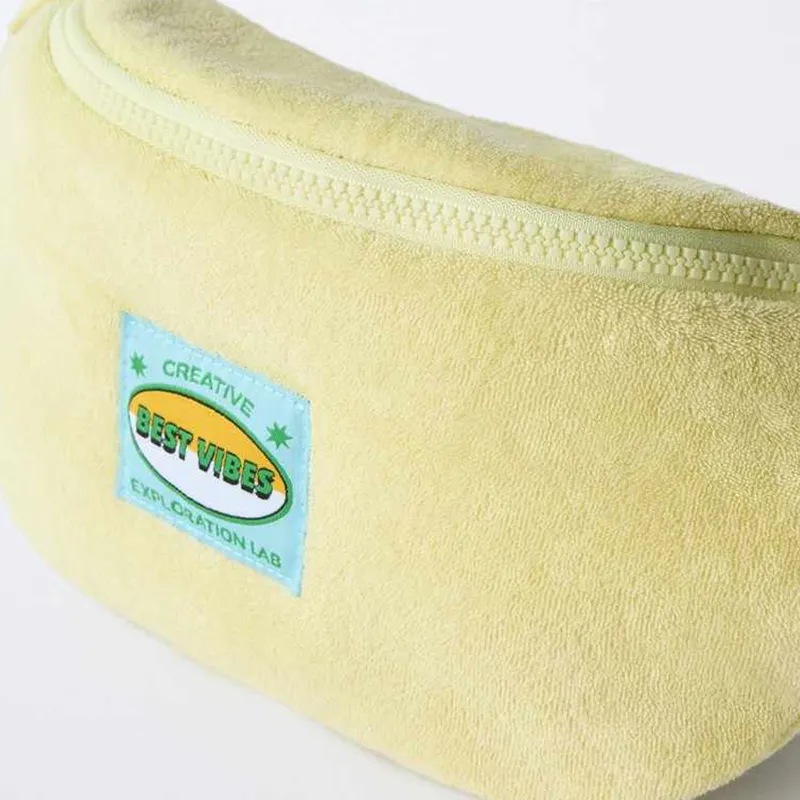 ZARA Towel Fabric Fanny Pack Women's Light Yellow-4